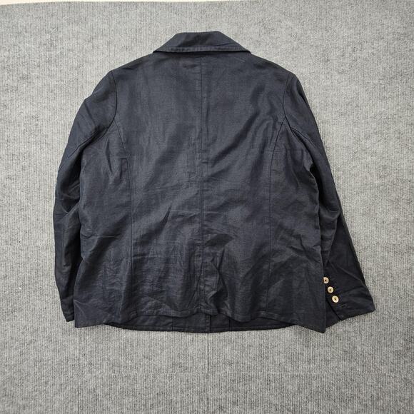 Talbots Blazer Womens 14W Petite Navy Blue Irish Linen Jacket Corpcore Classic - Picture 6 of 6